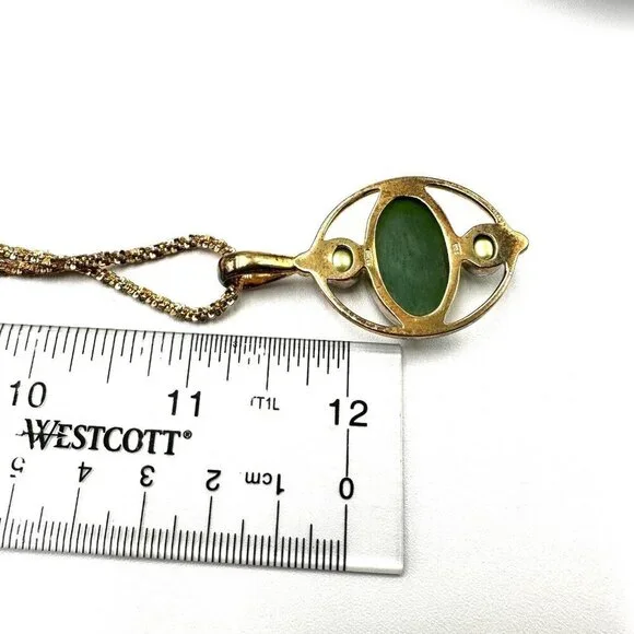 SAJEN Green Gemstone & Green Pearl Pendant Sterling Silver 22 In Chain Necklace - Picture 5 of 5
